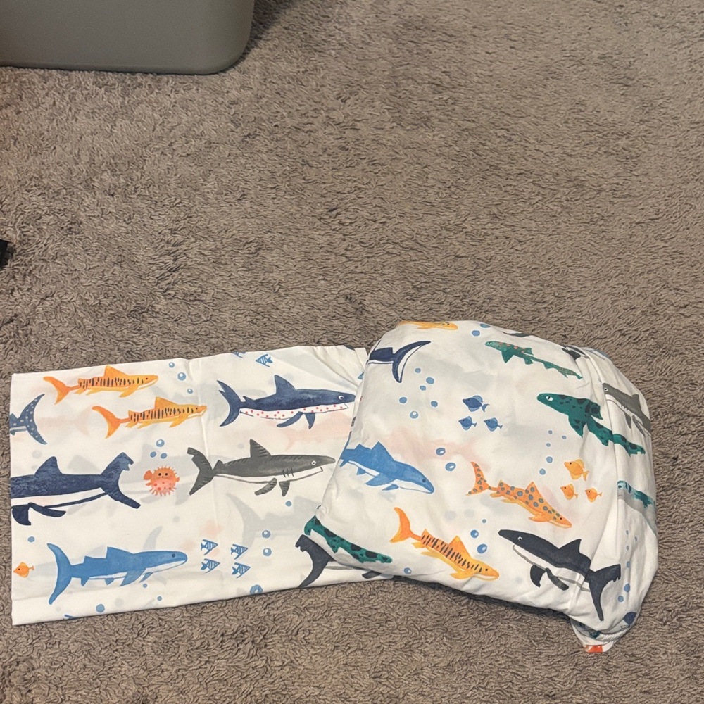 Pottery Barn Kids Shark Blue and White Bedding